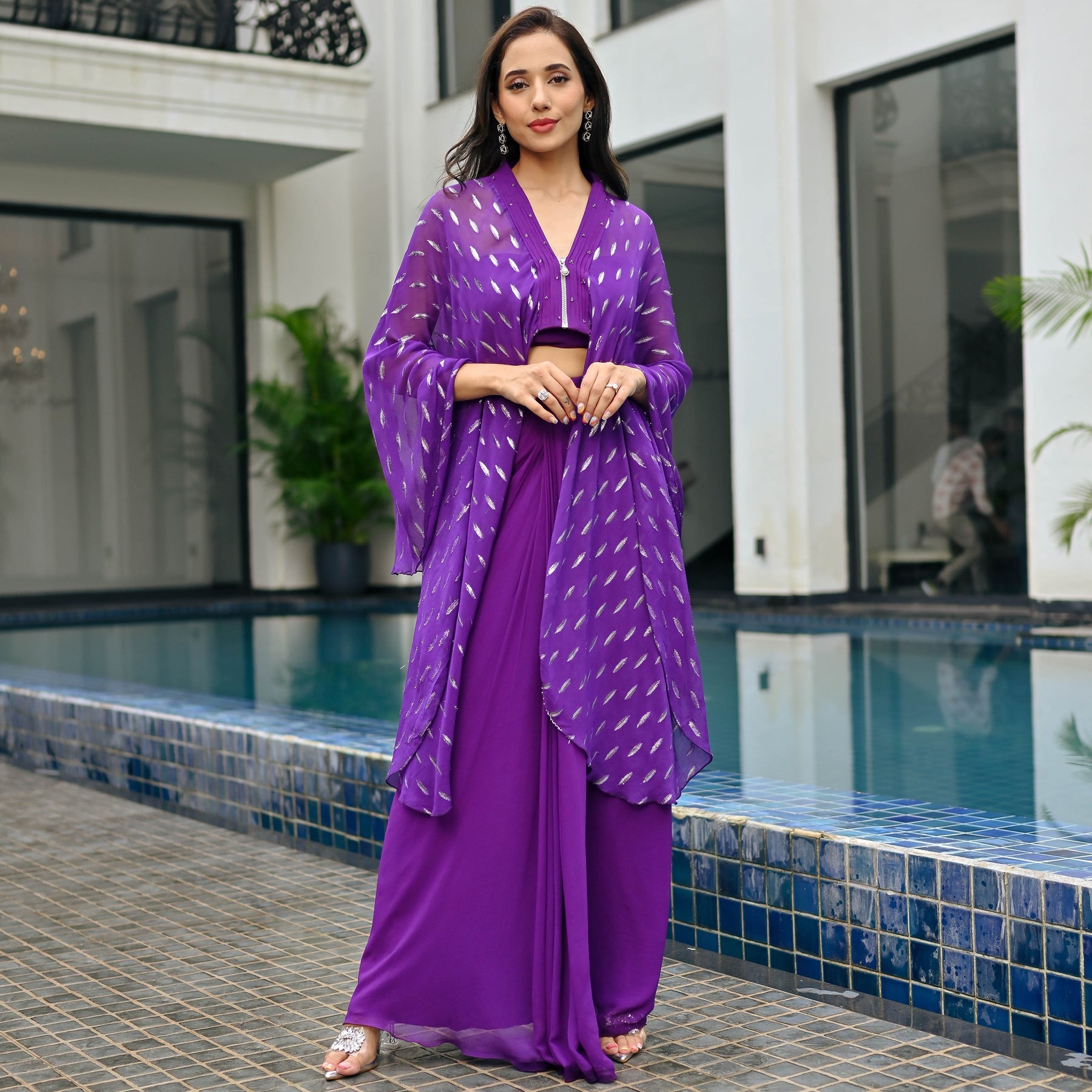 Chamkila Purple Drape Set