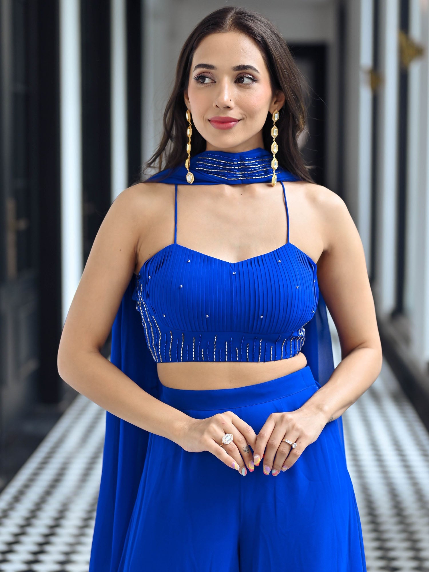 Noor Royal Blue Three Piece Set