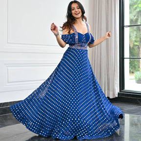 Meenakari Blue Long Gown