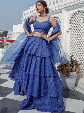 Blue Lehenga Cotton Dupatta Set