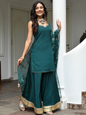 Green Silk Gota Palazzo Set