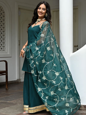 Green Silk Gota Palazzo Set