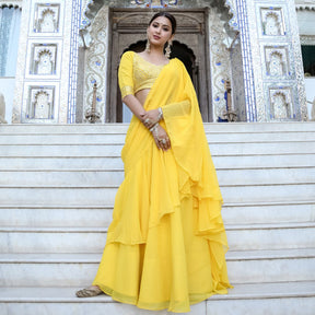 Yellow Georgette Saree