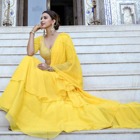 Yellow Georgette Saree