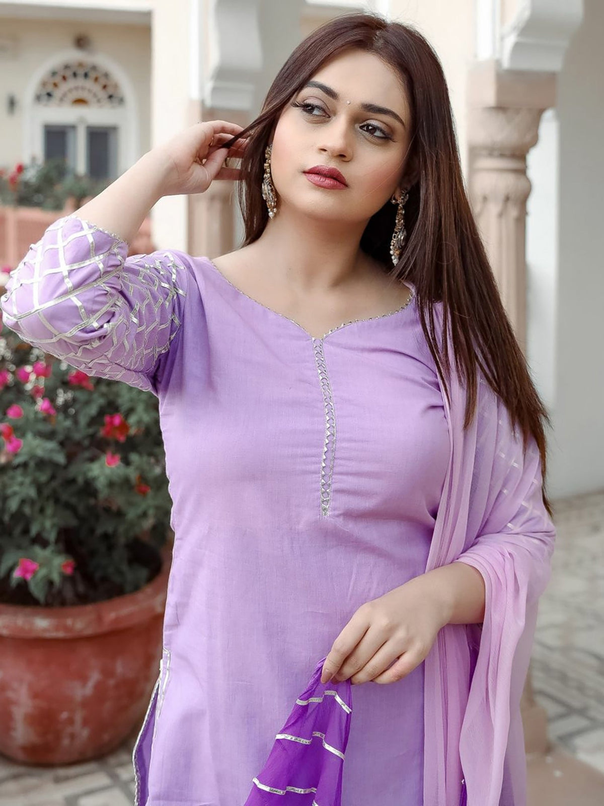 Purple Cotton Sharara Set