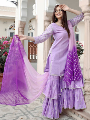 Purple Cotton Sharara Set