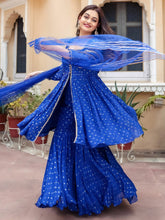 Blue Georgette Sharara Set