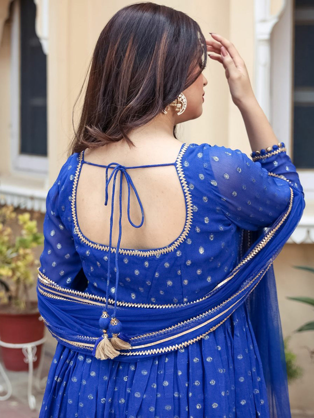 Blue Georgette Sharara Set