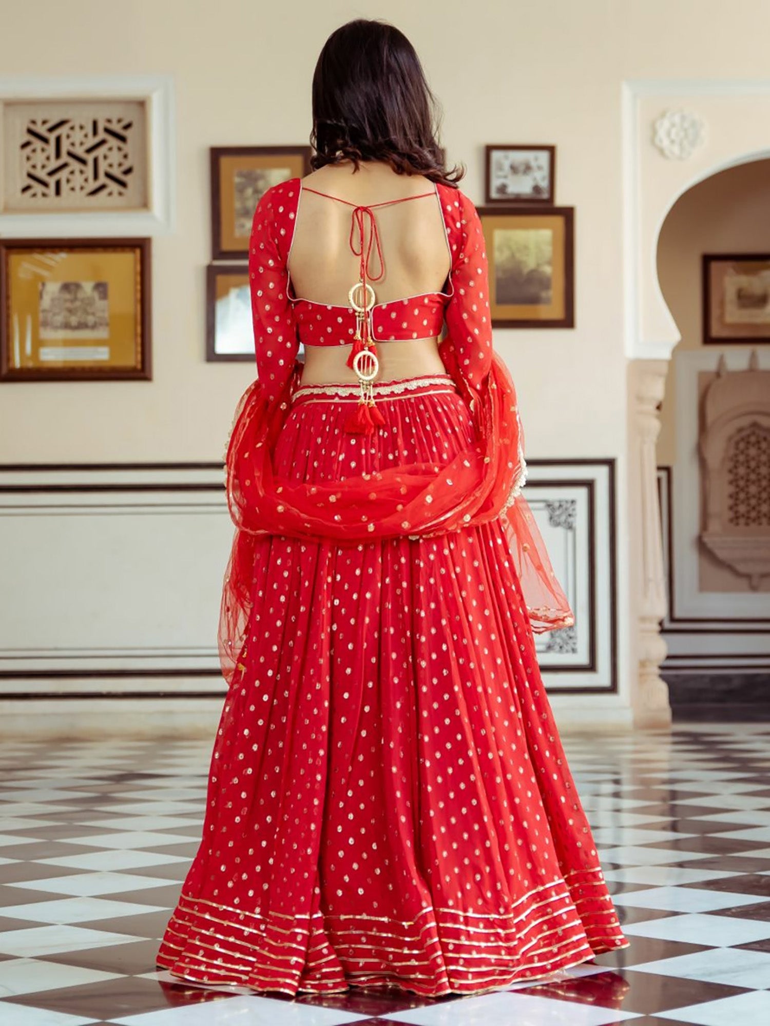 Red Georgette Lehenga Choli Set