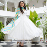 White Cotton Anarkali Set