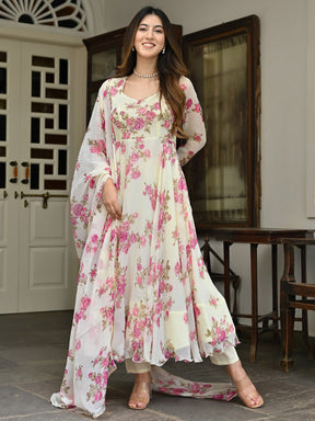 Lemon Printed Anarkali