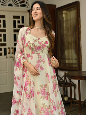 Lemon Printed Anarkali