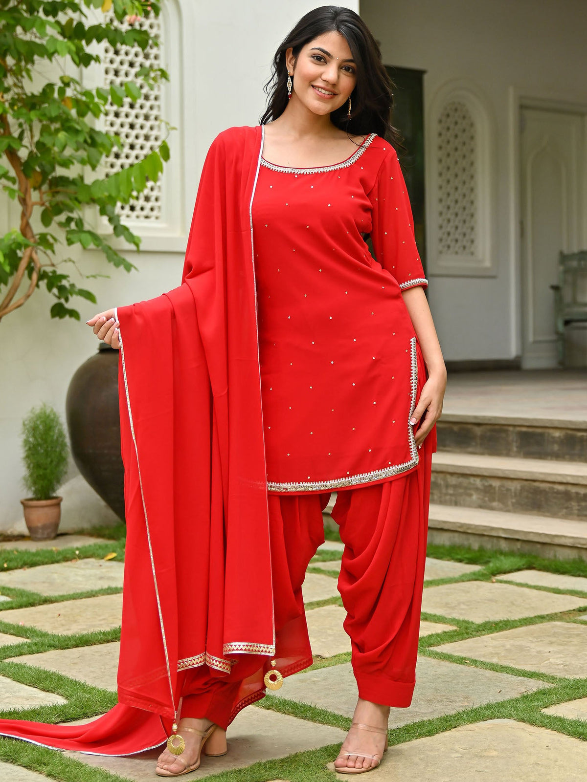 Red Patiyala Suit Set