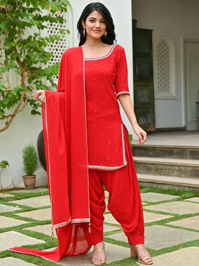 Red Patiyala Suit Set