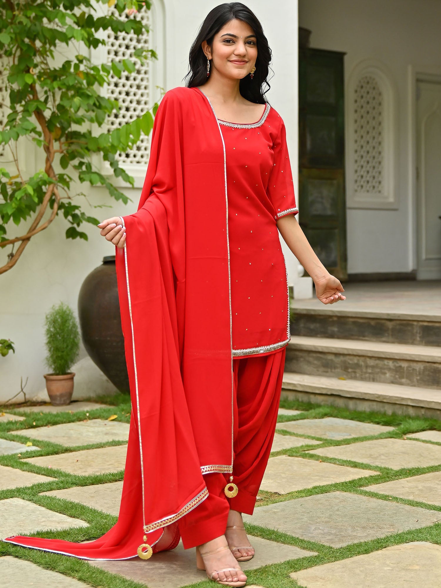 Red Patiyala Suit Set