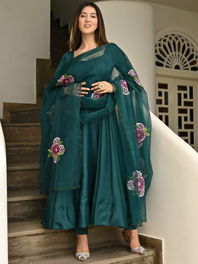 Green Anarkali Embroidered Dupatta