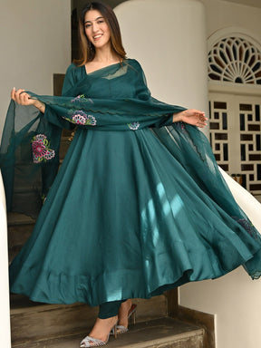 Green Anarkali Embroidered Dupatta