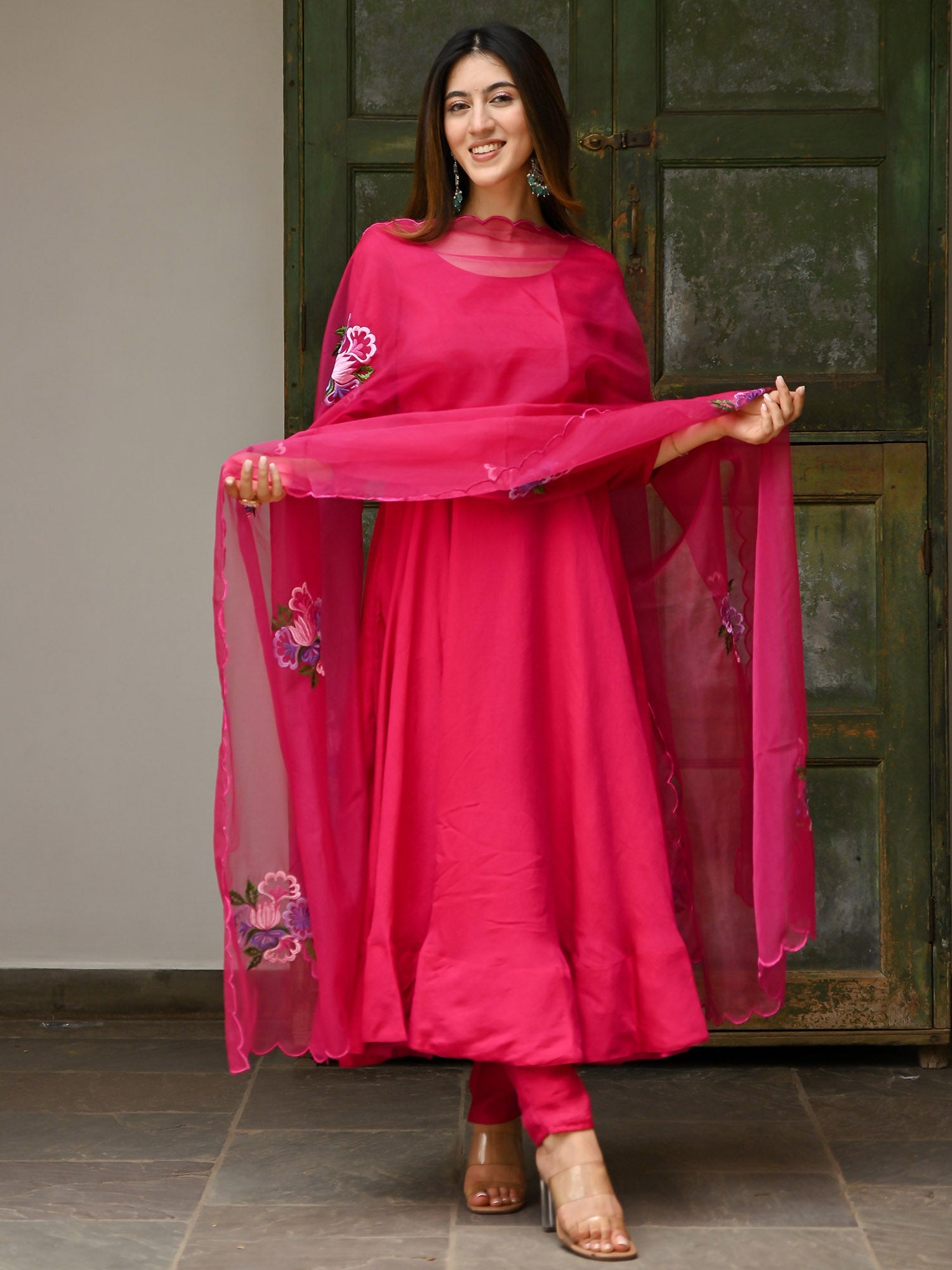 Pink Embroidery Anarkali Set