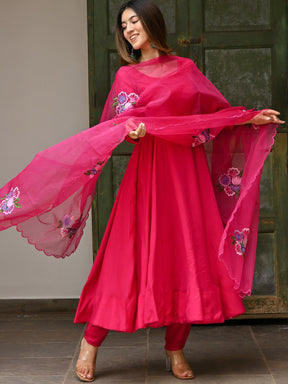 Pink Embroidery Anarkali Set