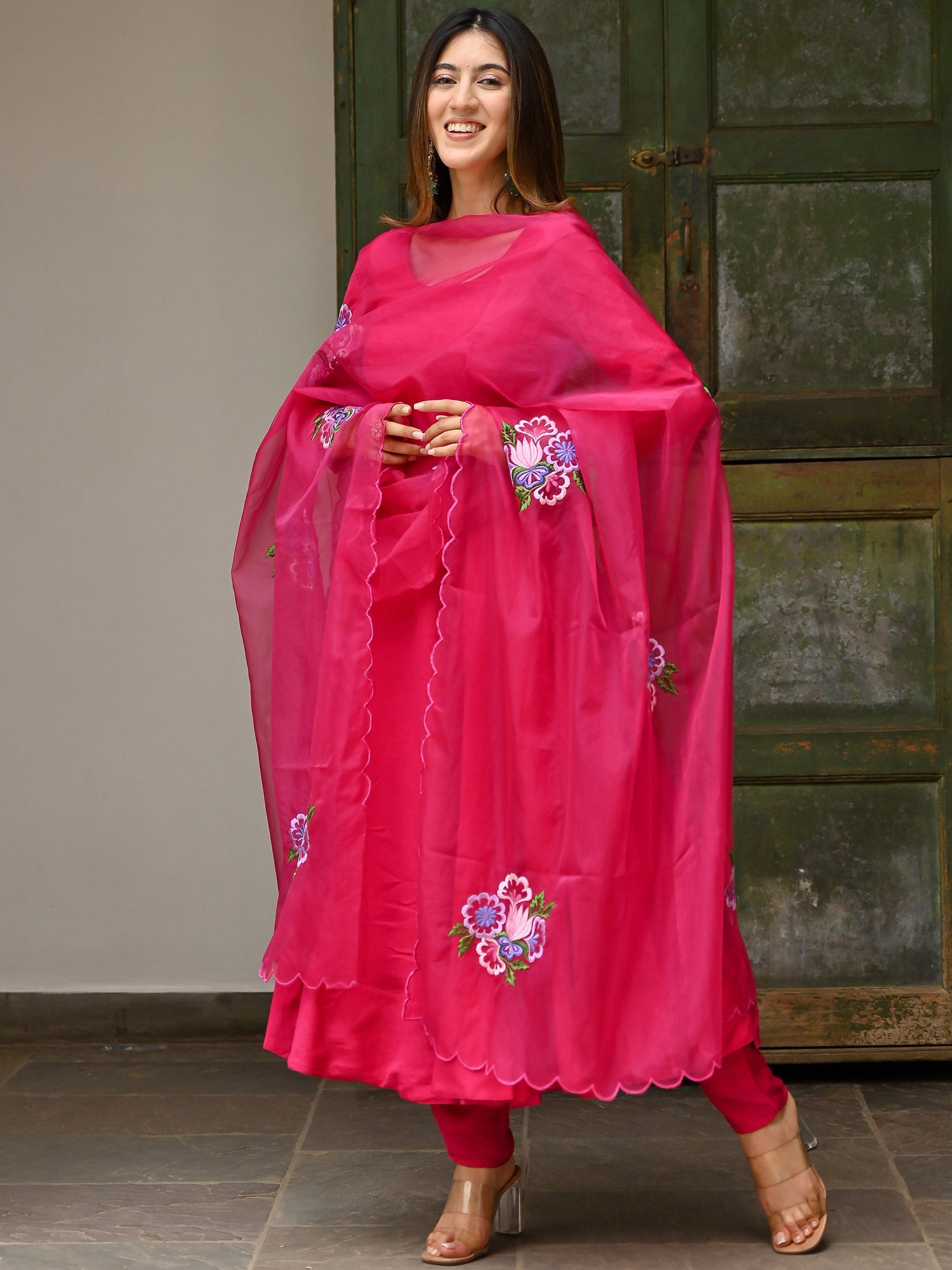 Pink Embroidery Anarkali Set