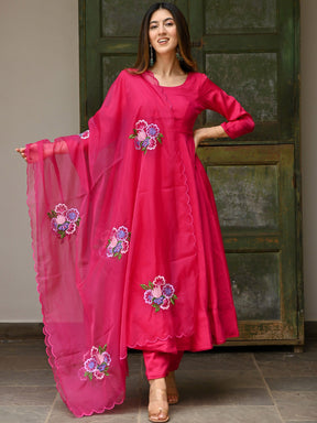 Pink Embroidery Anarkali Set