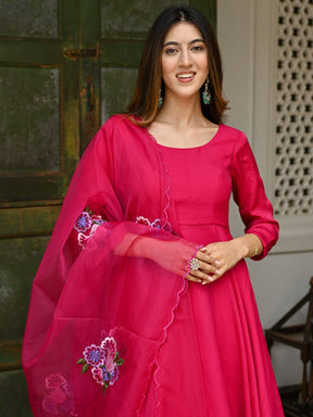 Pink Embroidery Anarkali Set