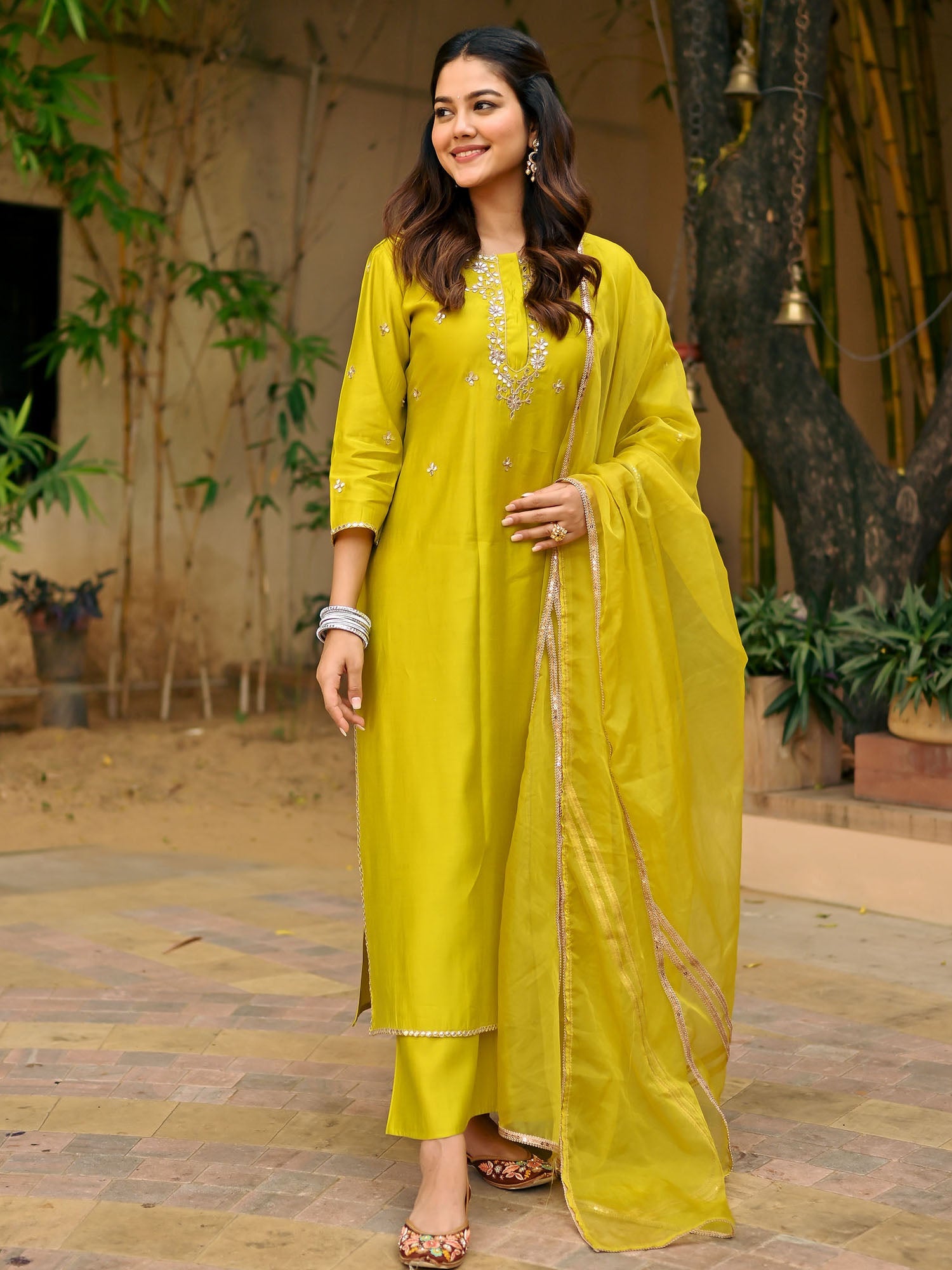 Green Gota Patti Kurta Set