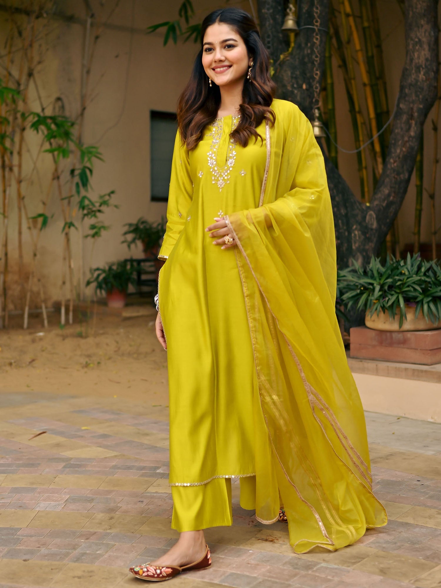 Green Gota Patti Kurta Set