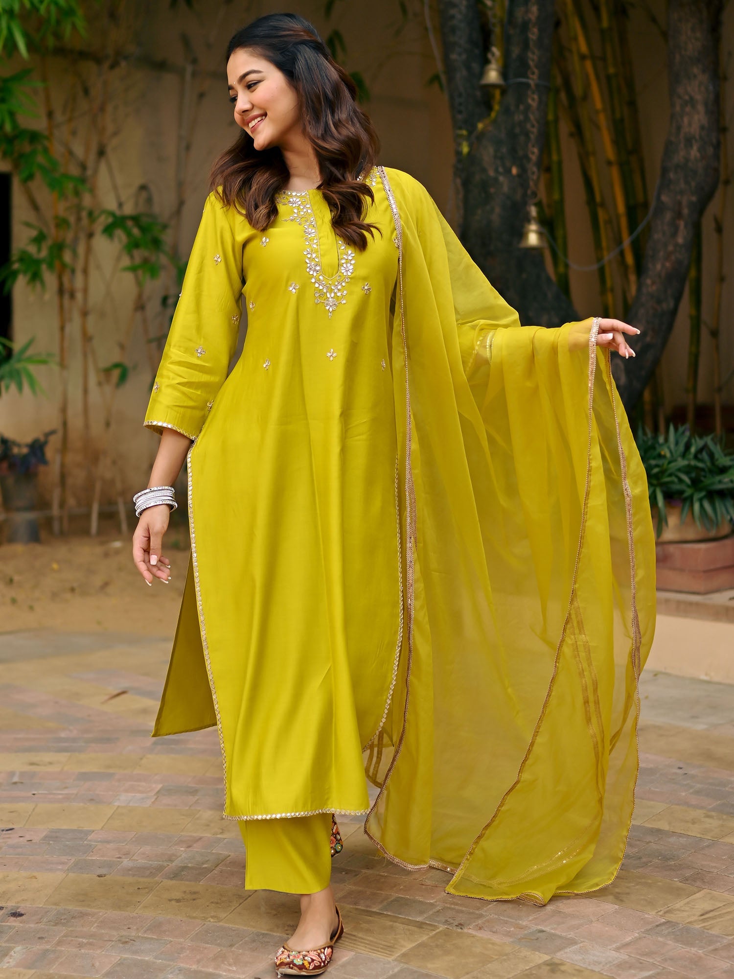 Green Gota Patti Kurta Set