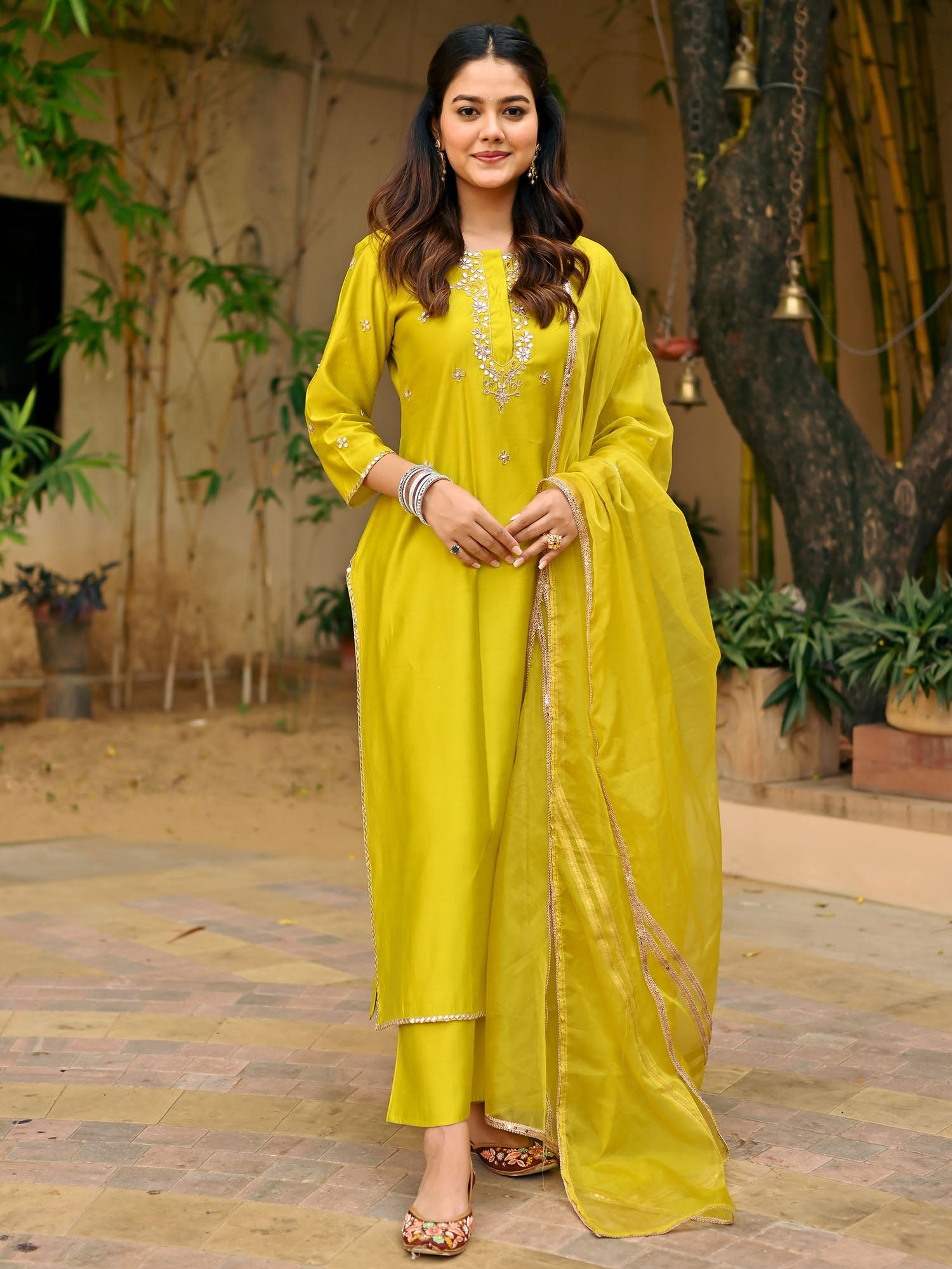 Green Gota Patti Kurta Set