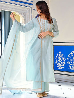 Blue Gota Patti Kurta Set