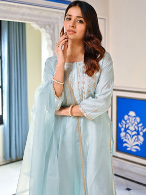 Blue Gota Patti Kurta Set