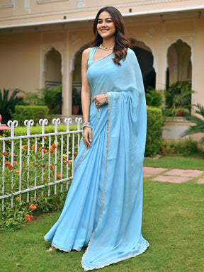 Blue Chiffon Saree