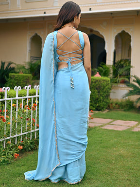 Blue Chiffon Saree