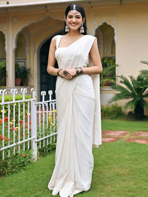 Ivory Ombre Chiffon Saree