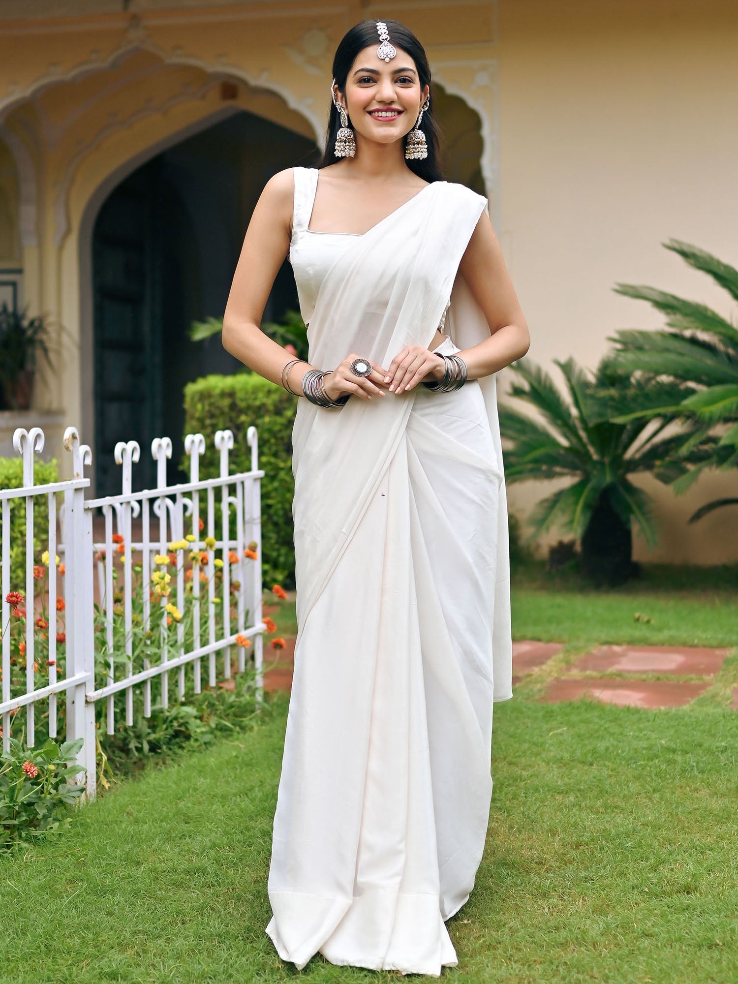 Ivory Ombre Chiffon Saree