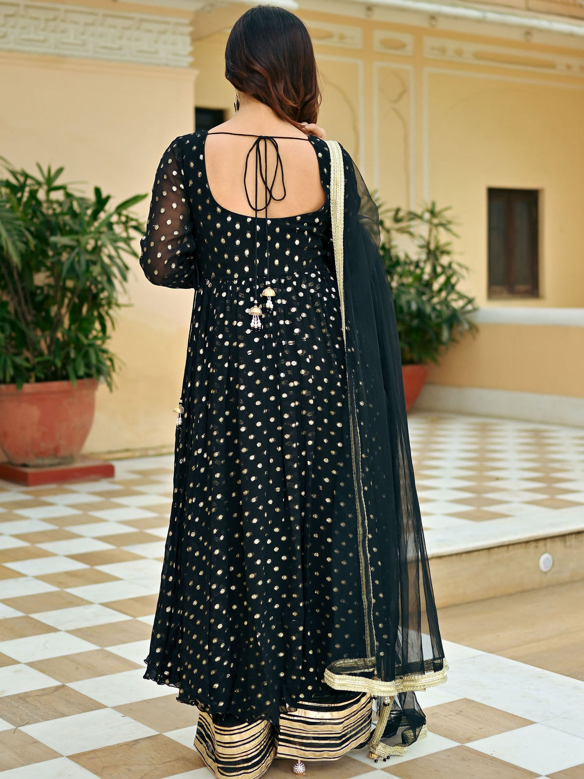 Black Georgette Anarkali Set