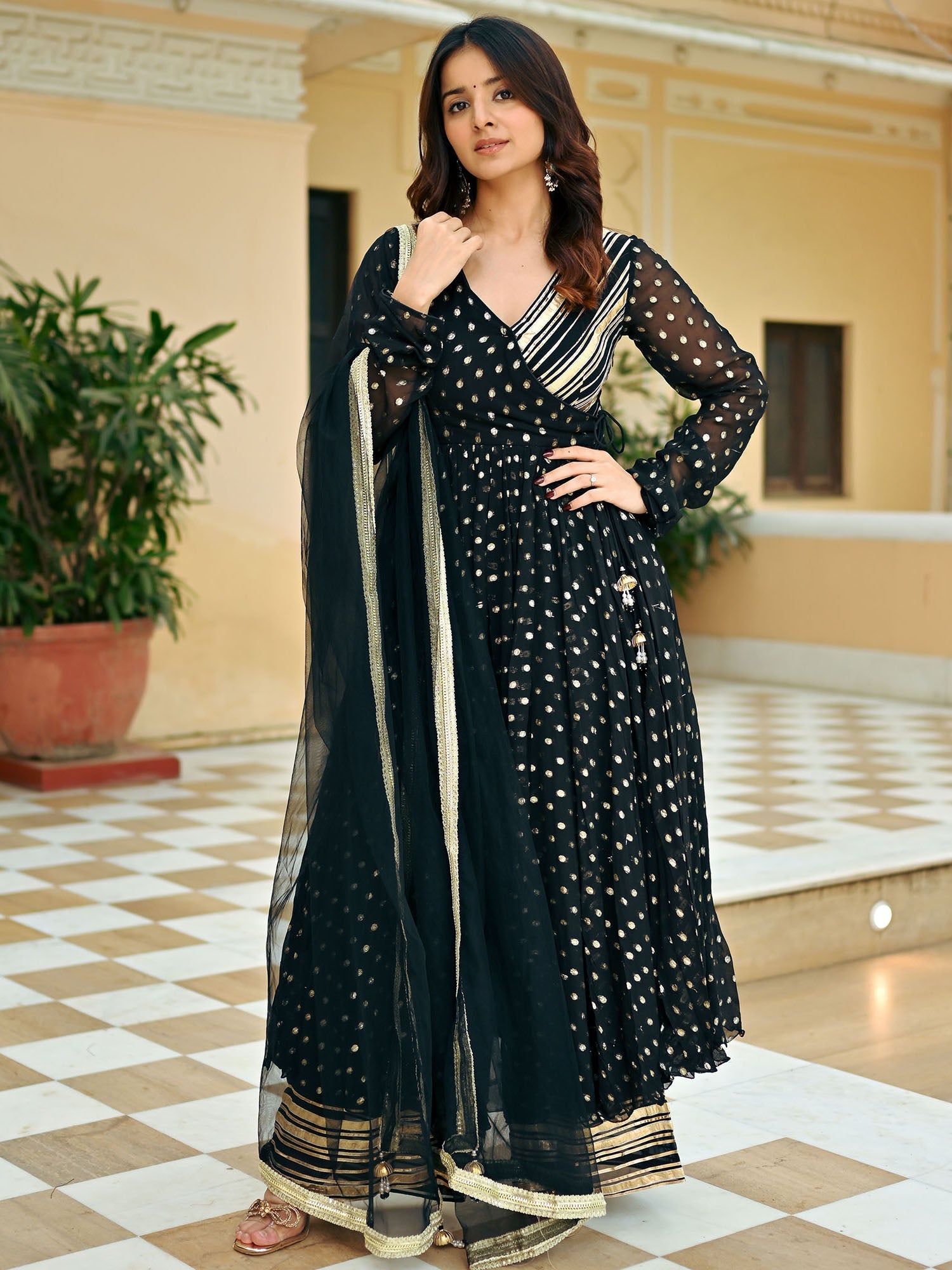 Black Georgette Anarkali Set