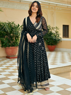 Black Georgette Anarkali Set