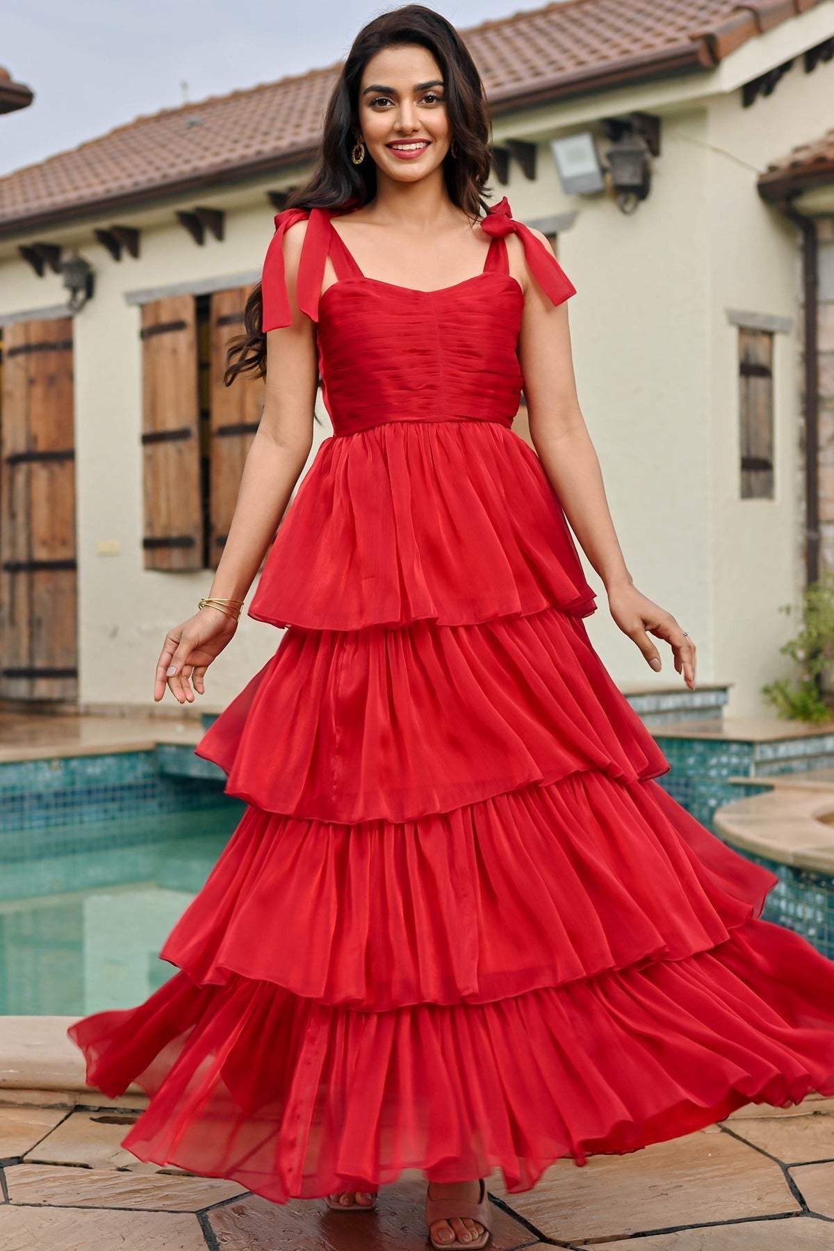 Amica Red Tier Dress