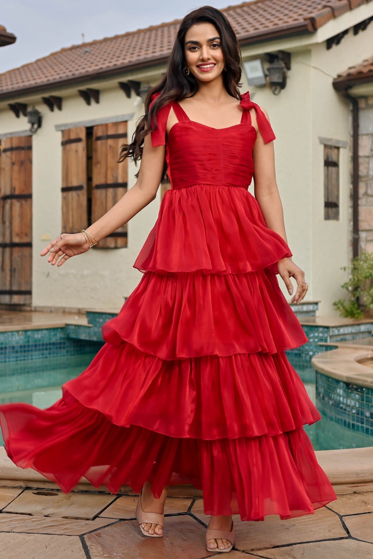 Amica Red Tier Dress