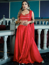 Red Palazzo Saree With Blouse