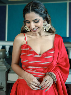 Red Palazzo Saree With Blouse