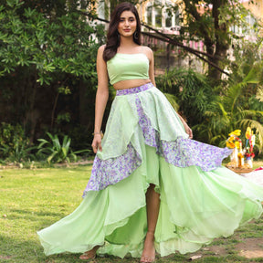 GREEN SKIRT TOP SET