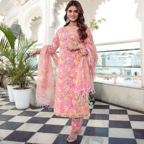 Pink Printed Kurta Set