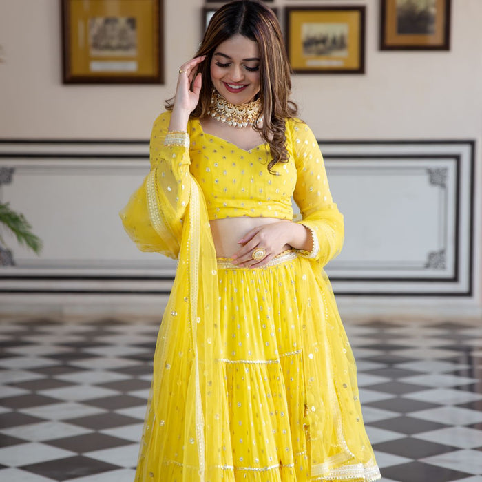 Yellow Georgette Lehenga Choli Set