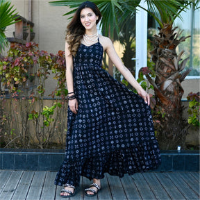 Black Printed Long Dress