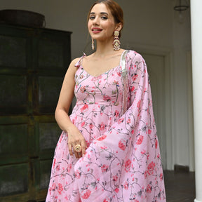 Rose Print Anarkali Set