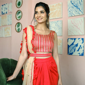 Geetanjali Red Three Piece Set