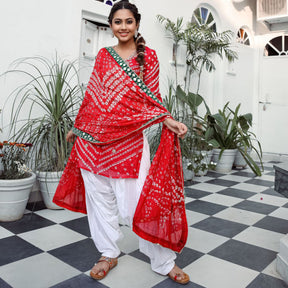 Red Patiala Dupatta Suit Set